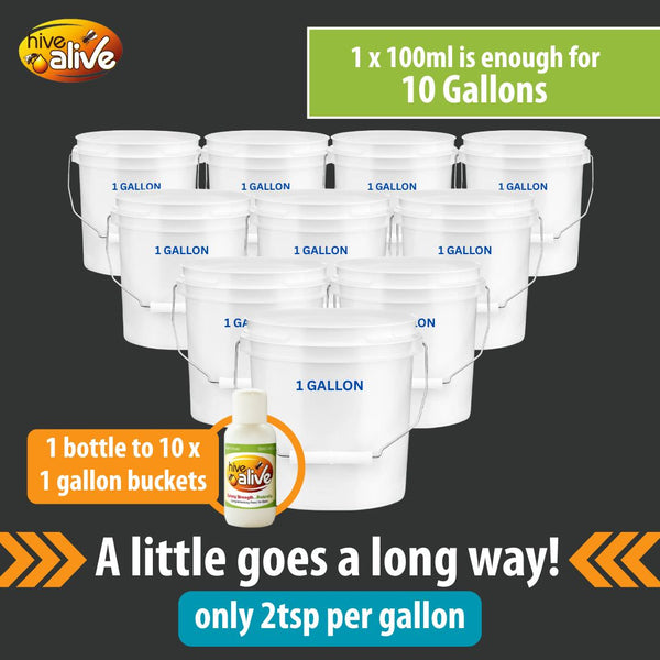 100ml Hivealive Liquid to 10 gallon bucket ratio