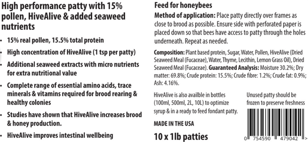 HiveAlive High Performance Pollen Patty