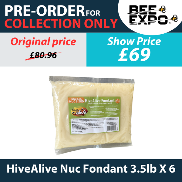 HiveAlive Nuc Fondant (3.5lb X 6) (collection at Bee Expo only)